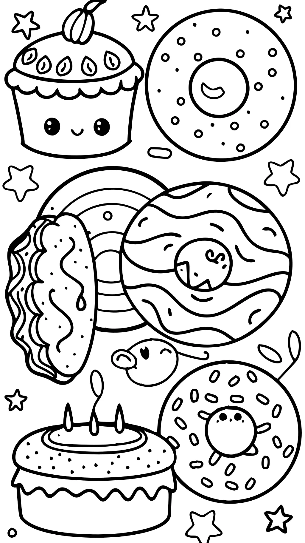 coloring page donuts